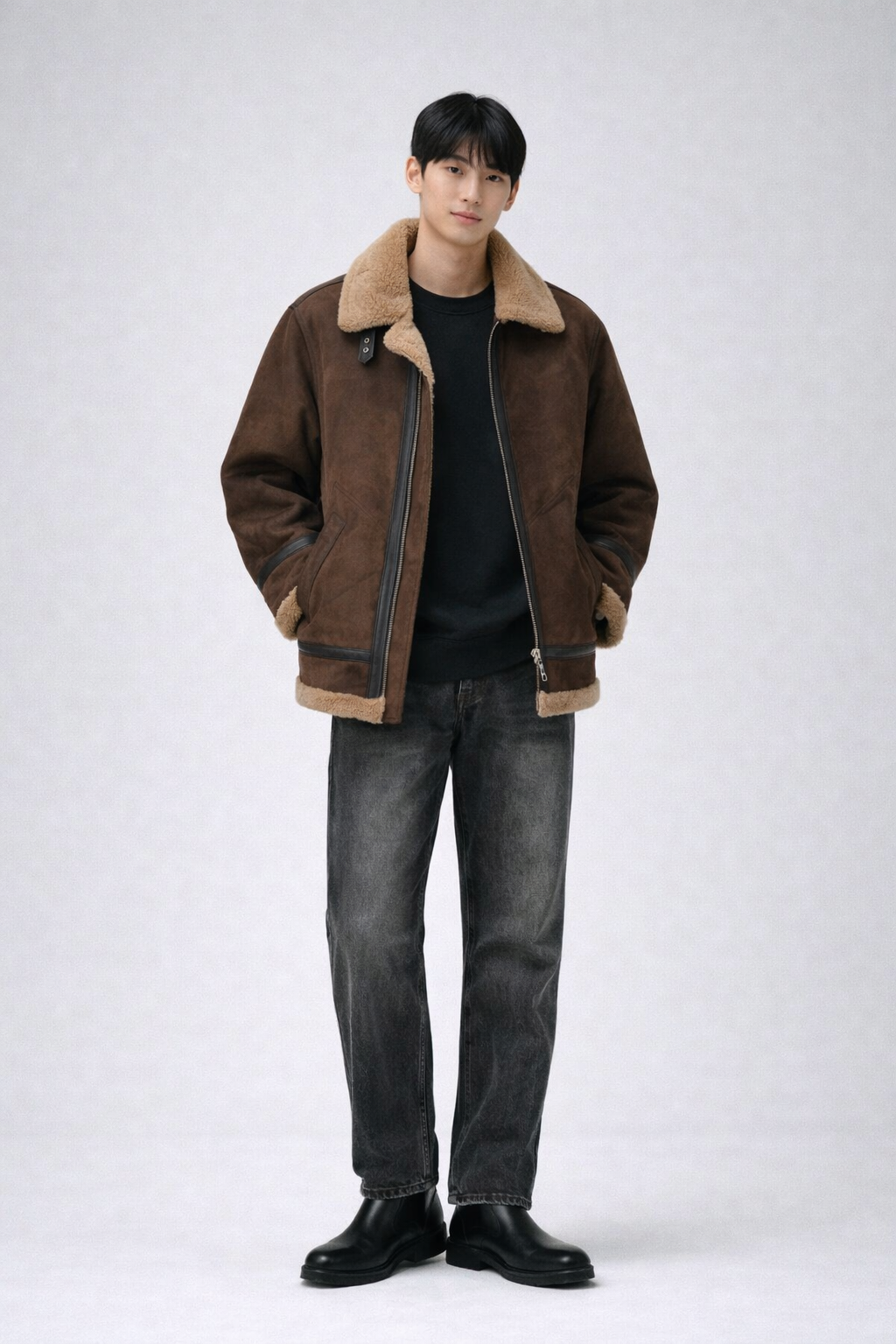 겨울철 남자 덴데 무스탕 코디