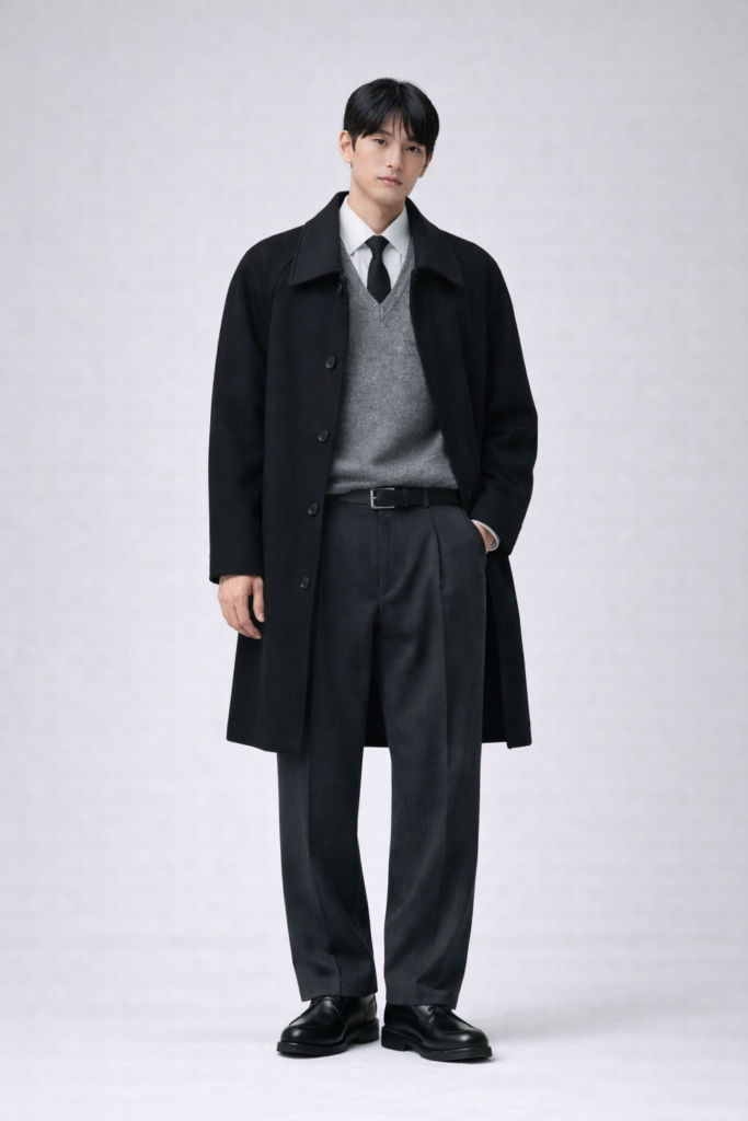 겨울 남자 덴디룩 셔츠타이 니트베스트 슬랙스